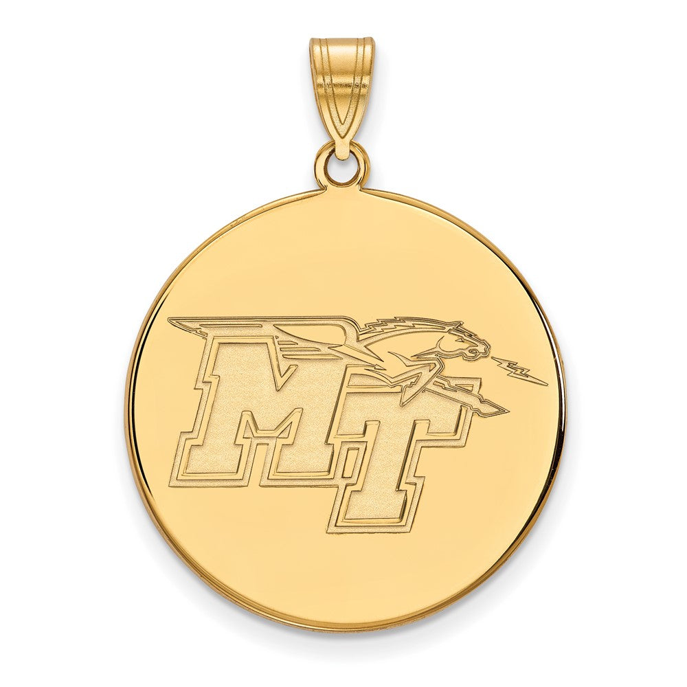 14K Yellow Gold Logoart Middle Tennessee State University M T Extra Large Disc Pendant