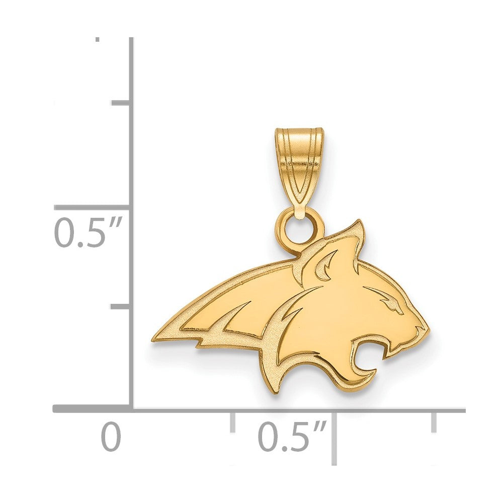 Gold Plated Sterling Silver Logoart Montana State University Bobcat Small Pendant