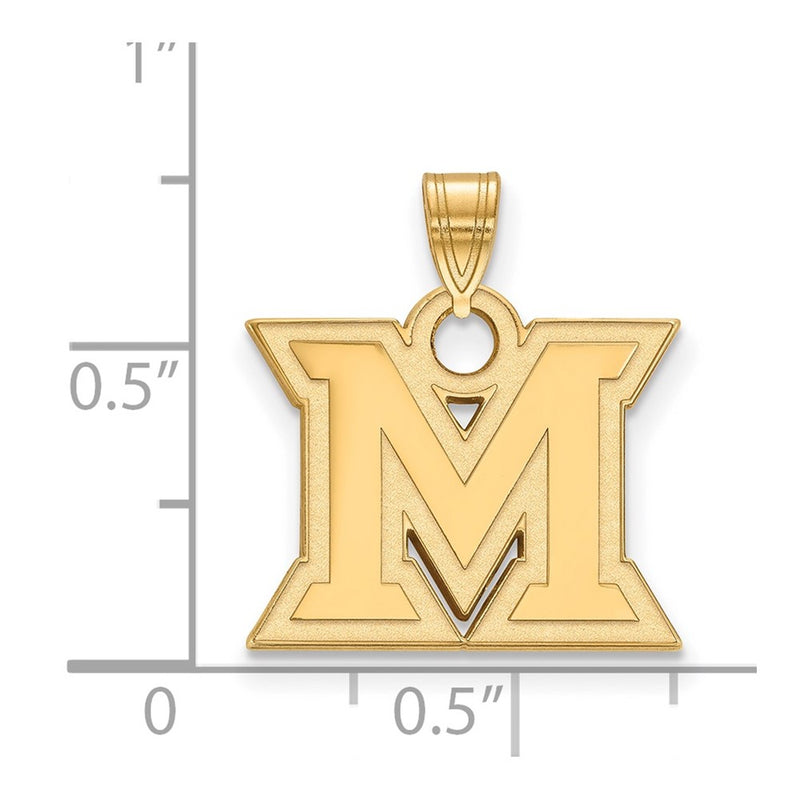 Gold Plated Sterling Silver Logoart Miami University Ohio Letter M Small Pendant
