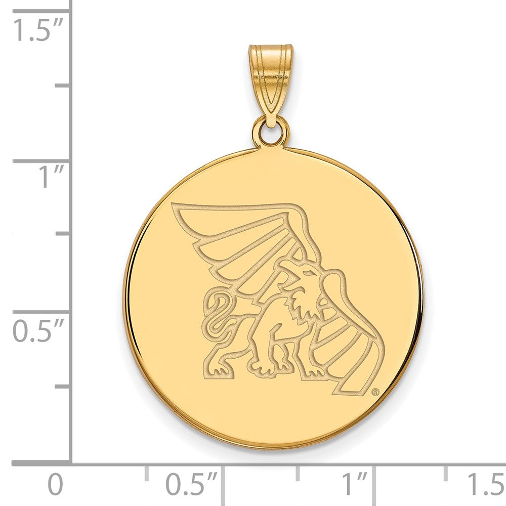 Gold Plated Sterling Silver Logoart Missouri Western State University Griffon Extra Large Disc Pendant