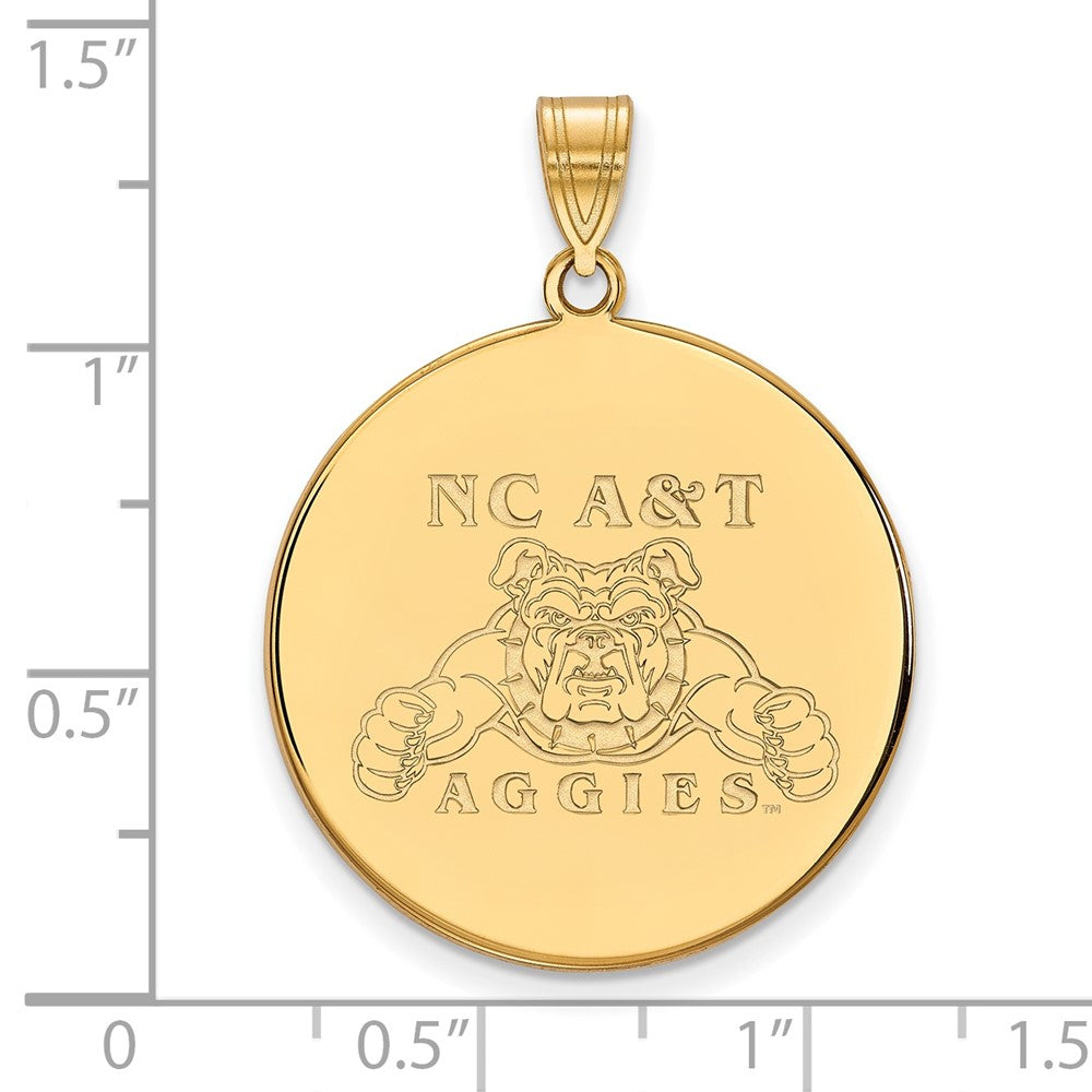 10K Yellow Gold Logoart North Carolina A And T Aggies Extra Large Disc Pendant