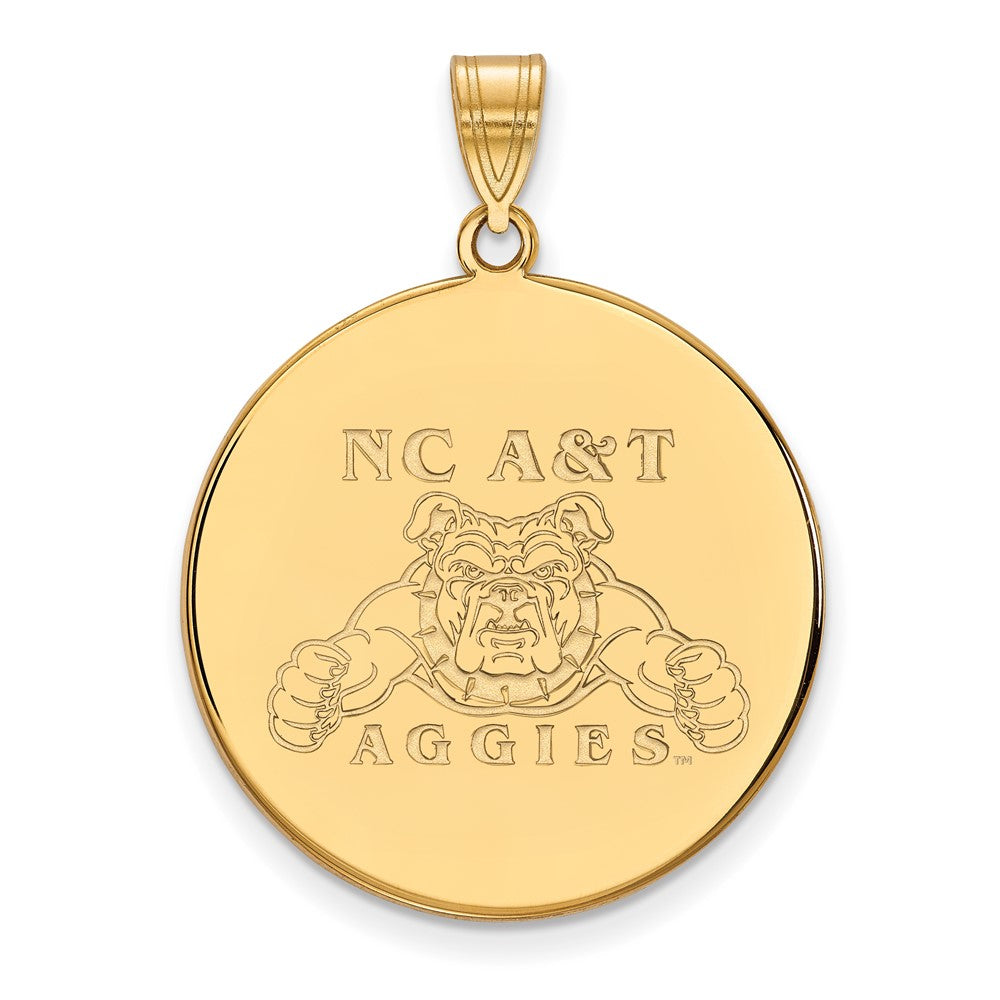 Gold Plated Sterling Silver Logoart North Carolina A And T Aggies Extra Large Disc Pendant