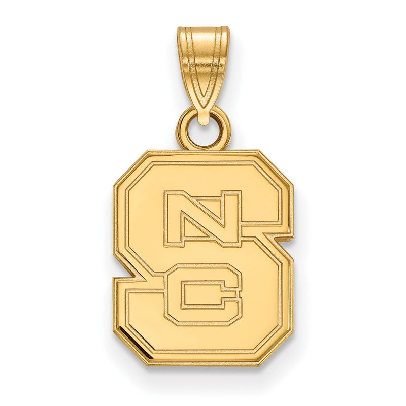 Gold Plated Sterling Silver Logoart North Carolina State University N C S Small Pendant