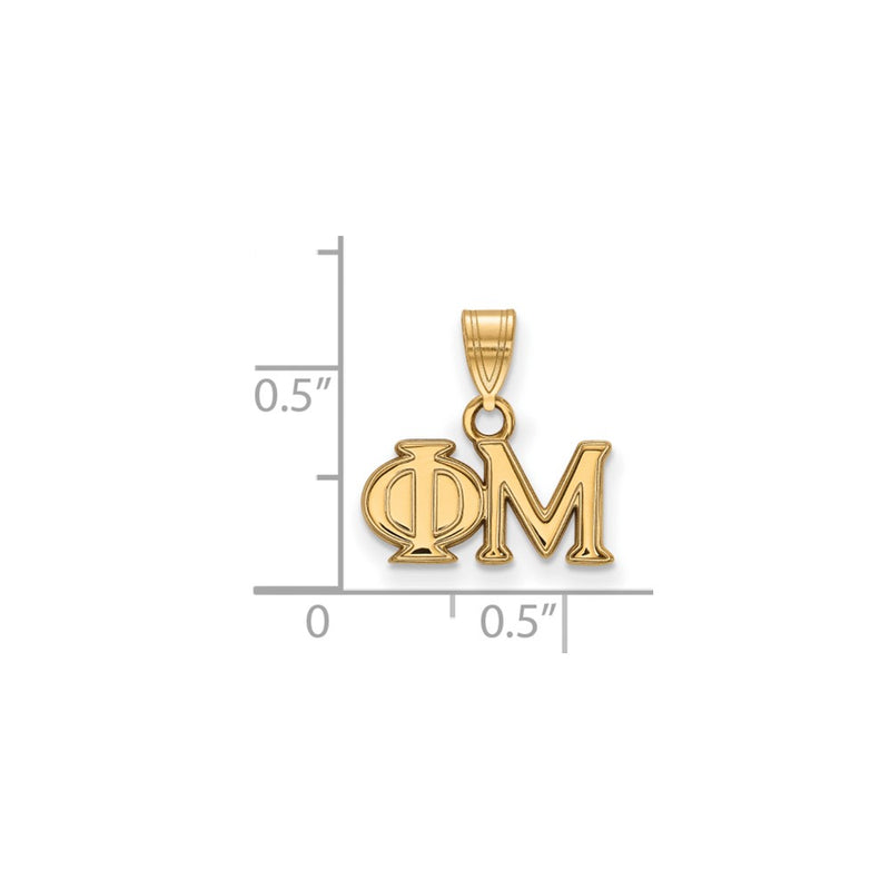 Gold Plated Sterling Silver Logoart Phi Mu Sorority Greek Letters Small Pendant