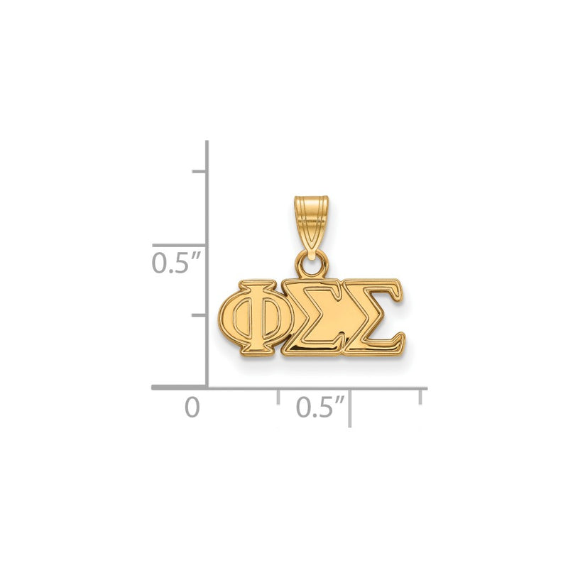 Gold Plated Sterling Silver Logoart Phi Sigma Sorority Greek Letters Small Pendant