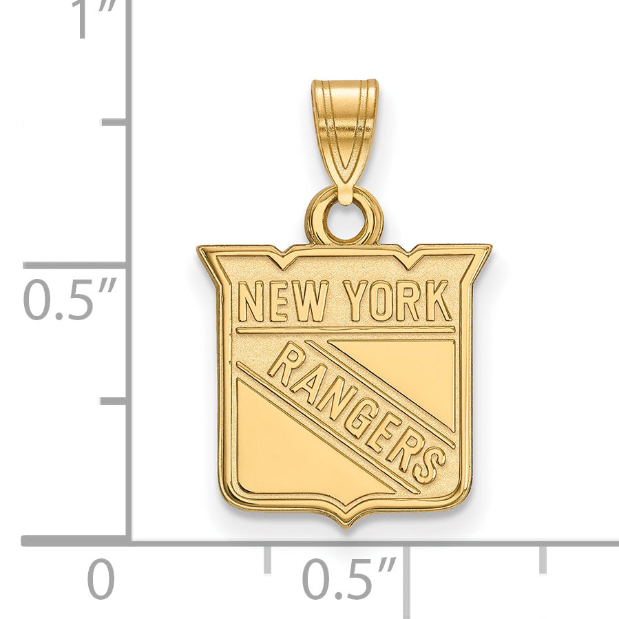 10K Yellow Gold Nhl Logoart New York Rangers Small Pendant