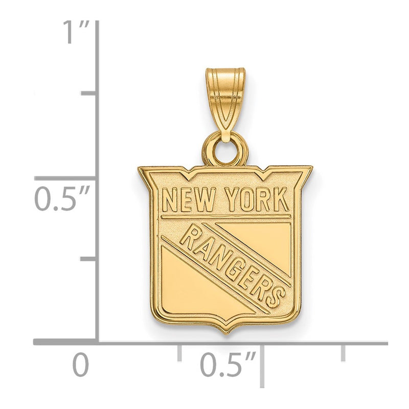 10K Yellow Gold Nhl Logoart New York Rangers Small Pendant