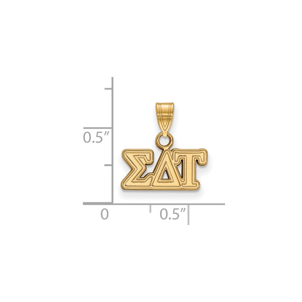 Gold Plated Sterling Silver Logoart Sigma Delta Tau Sorority Greek Letters Small Pendant