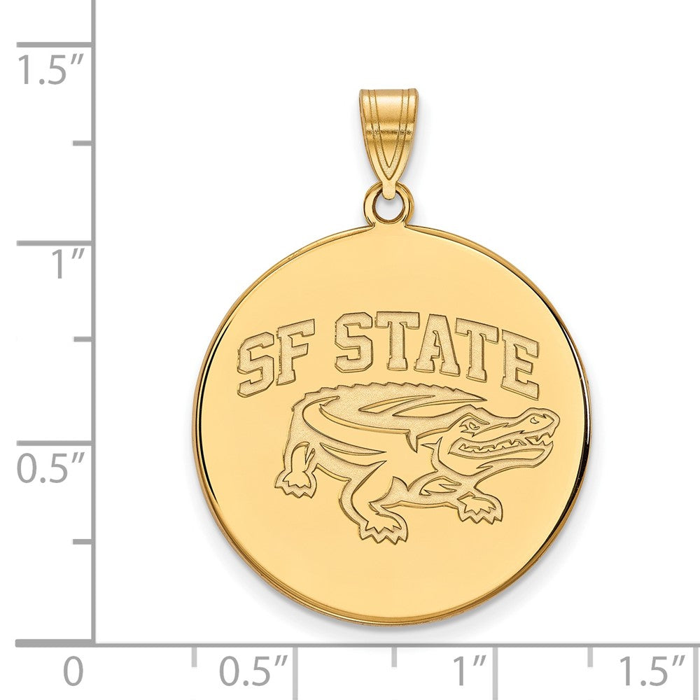 Gold Plated Sterling Silver Logoart San Francisco State University Extra Large Disc Pendant
