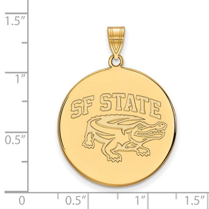 Gold Plated Sterling Silver Logoart San Francisco State University Extra Large Disc Pendant