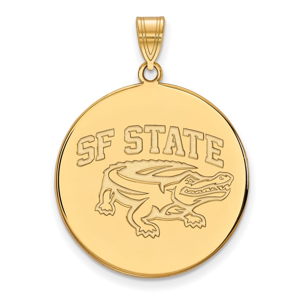Gold Plated Sterling Silver Logoart San Francisco State University Extra Large Disc Pendant