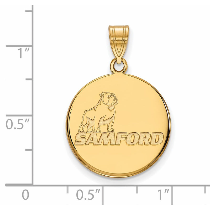 10K Yellow Gold Logoart Samford University Large Disc Pendant