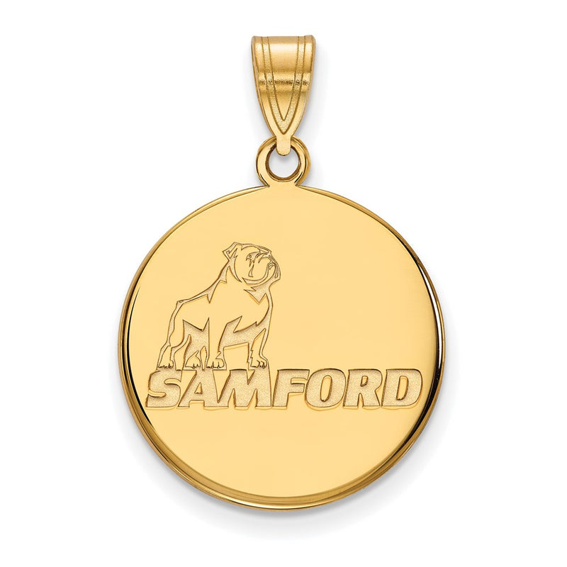 14K Yellow Gold Logoart Samford University Large Disc Pendant