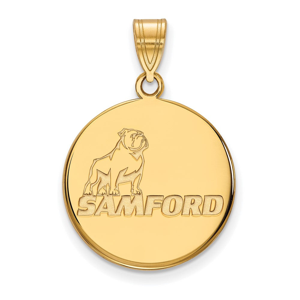 10K Yellow Gold Logoart Samford University Large Disc Pendant