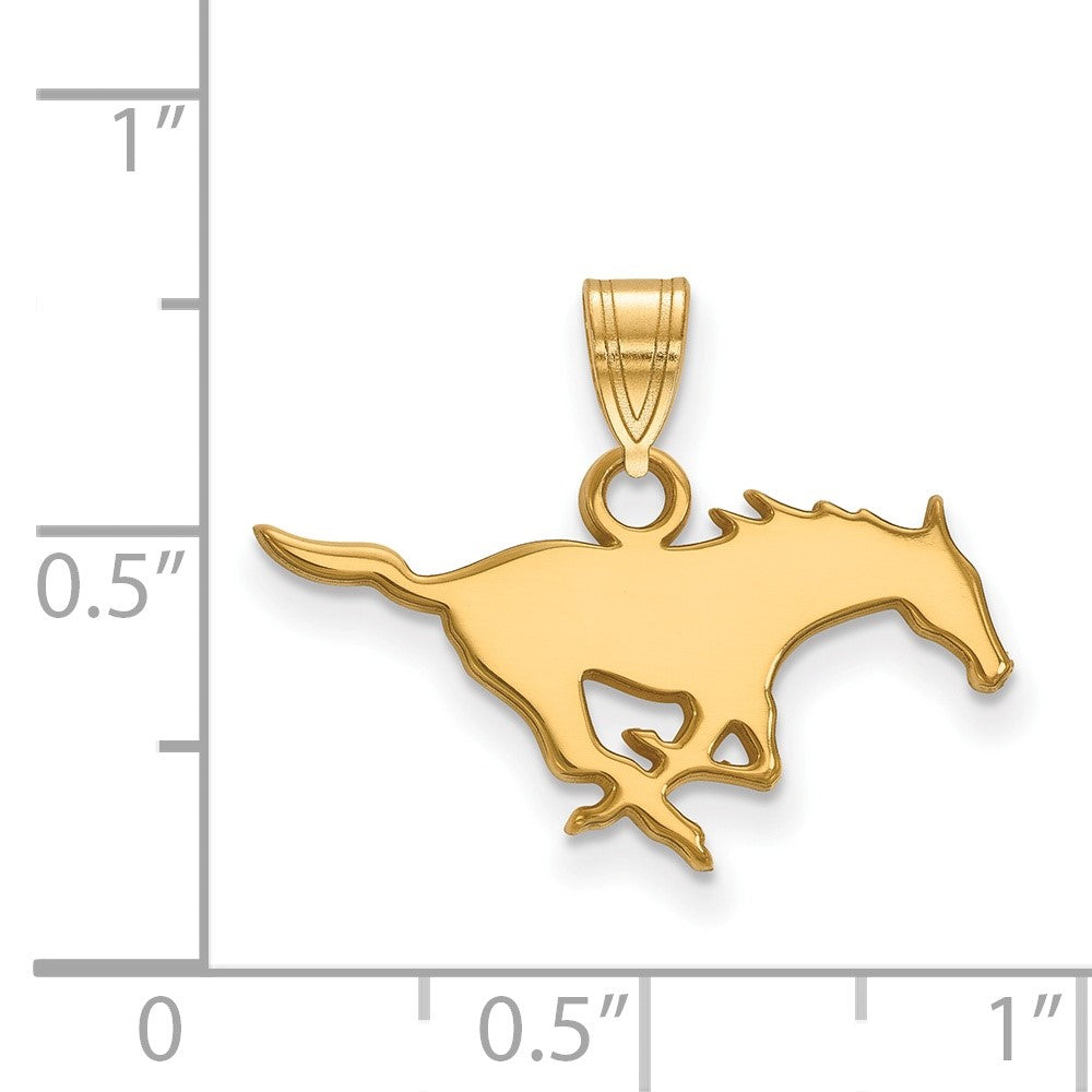 14K Yellow Gold Logoart Southern Methodist University Mustang Small Pendant