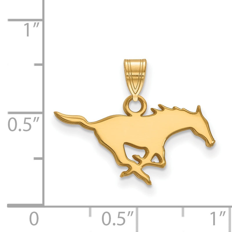 14K Yellow Gold Logoart Southern Methodist University Mustang Small Pendant