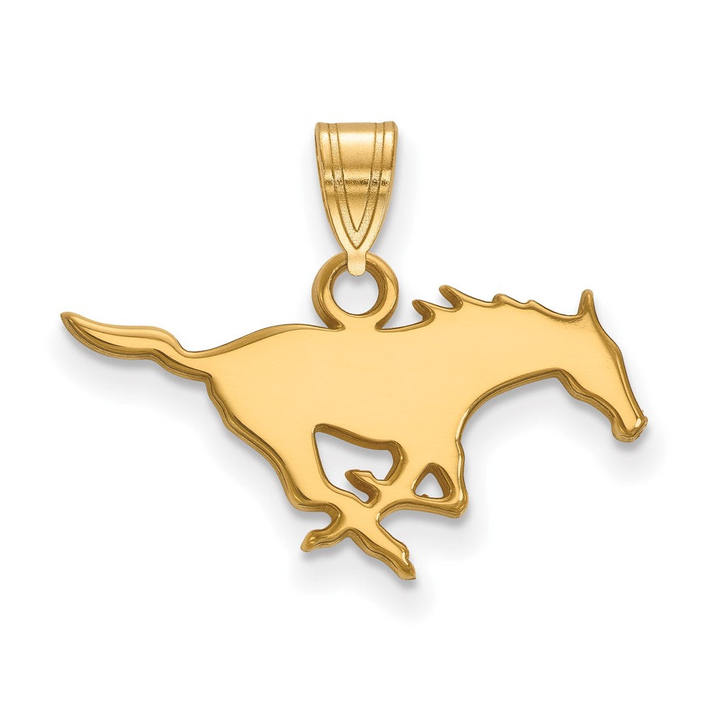 Gold Plated Sterling Silver Logoart Southern Methodist University Mustang Small Pendant