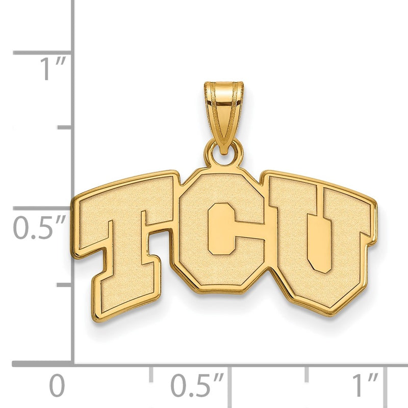10K Yellow Gold Logoart Texas Christian University T C U Small Pendant