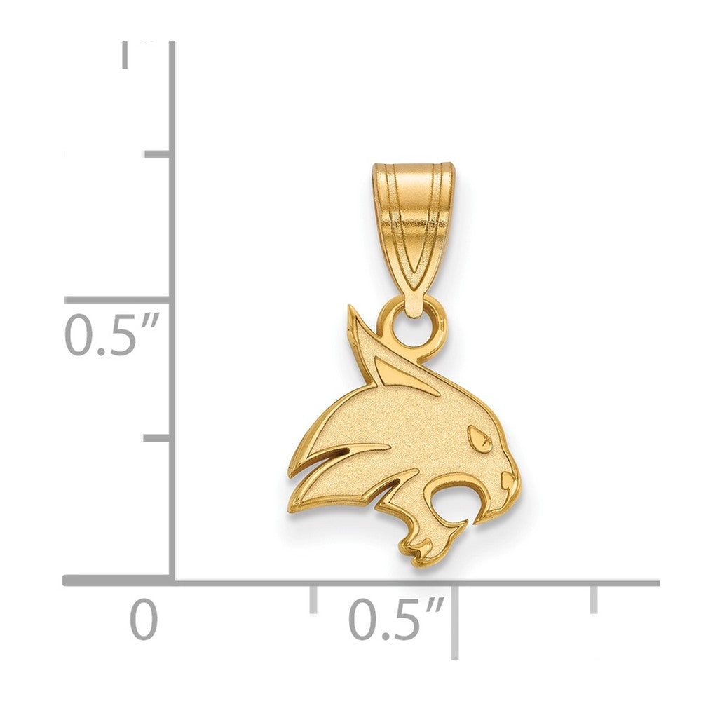 Gold Plated Sterling Silver Logoart Texas State University Bobcat Small Pendant