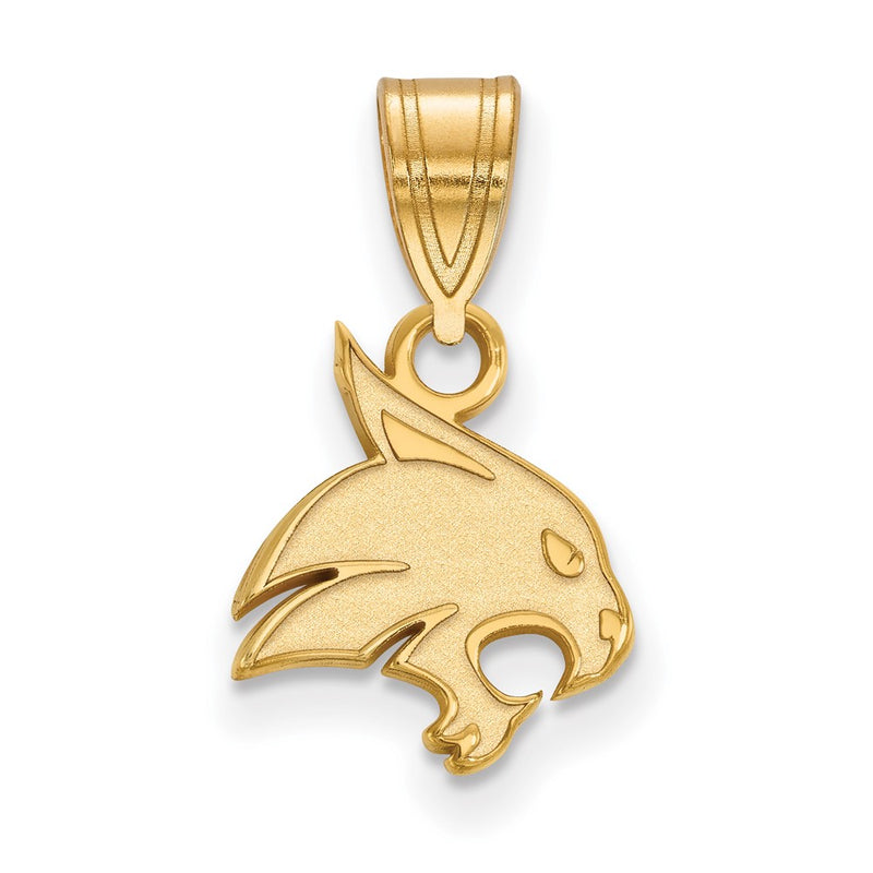 14K Yellow Gold Logoart Texas State University Bobcat Small Pendant