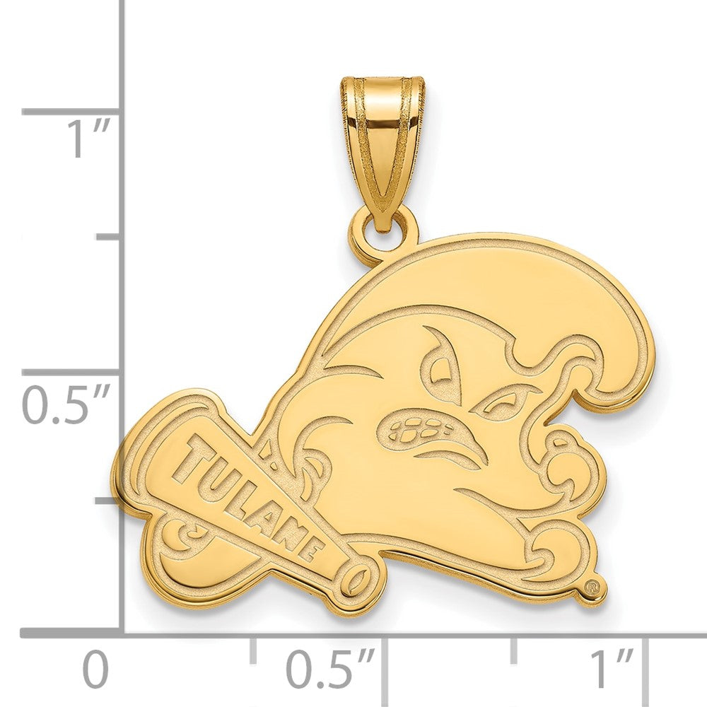 14K Yellow Gold Logoart Tulane University Large Pendant