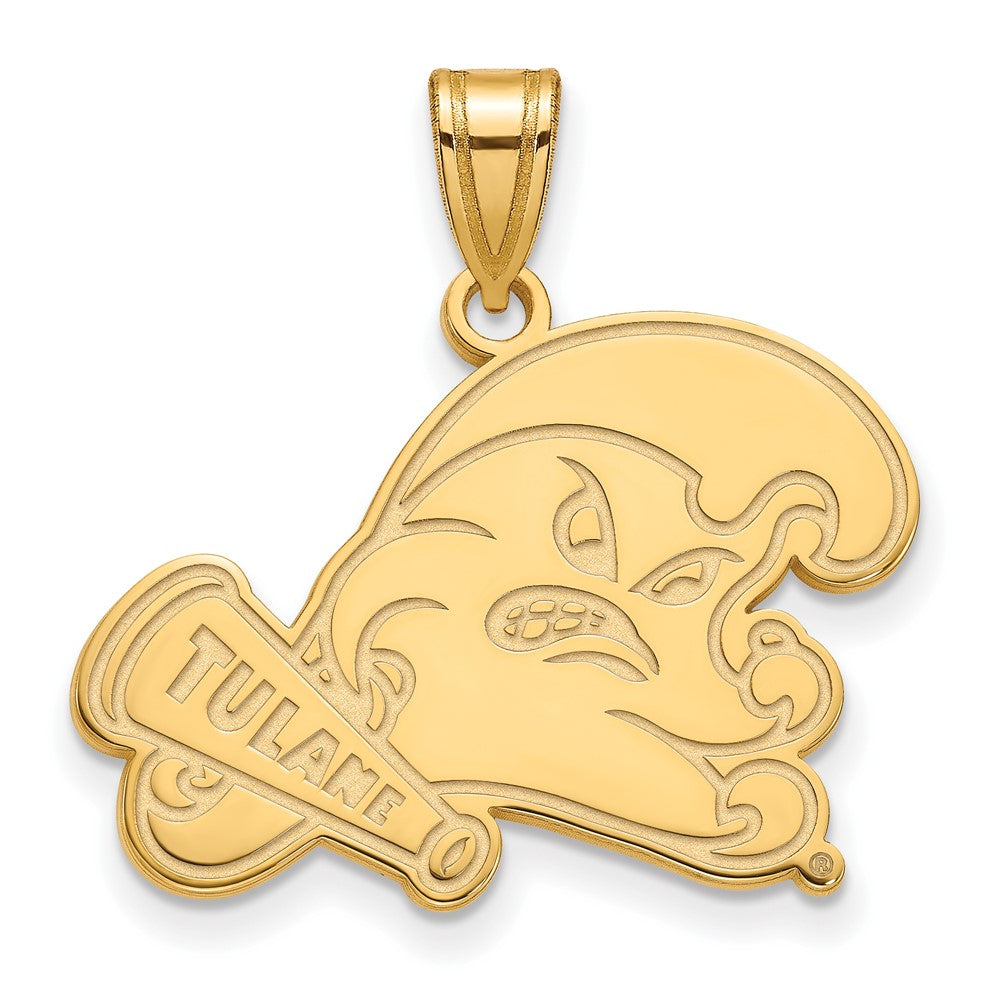 14K Yellow Gold Logoart Tulane University Large Pendant