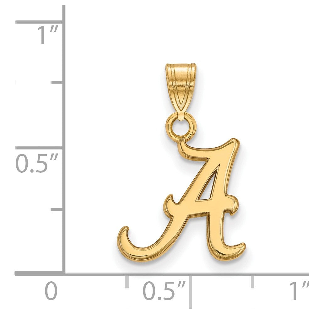 Gold Plated Sterling Silver Logoart University Of Alabama Letter A Small Pendant