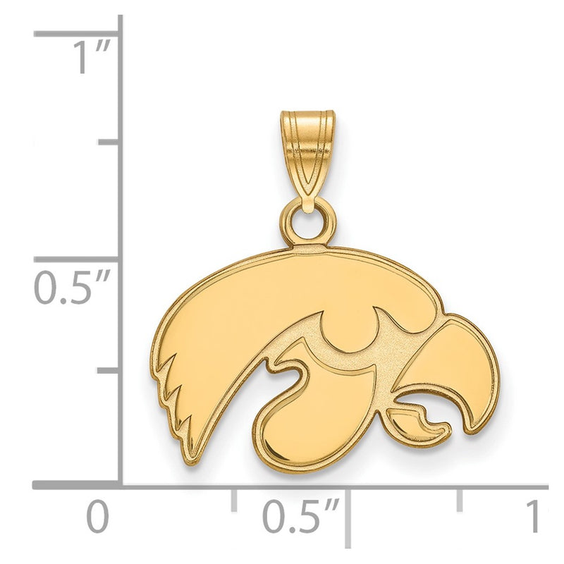 14K Yellow Gold Logoart University Of Iowa Hawk Small Pendant