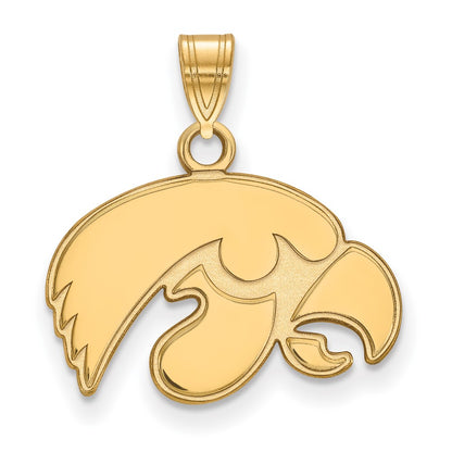 14K Yellow Gold Logoart University Of Iowa Hawk Small Pendant