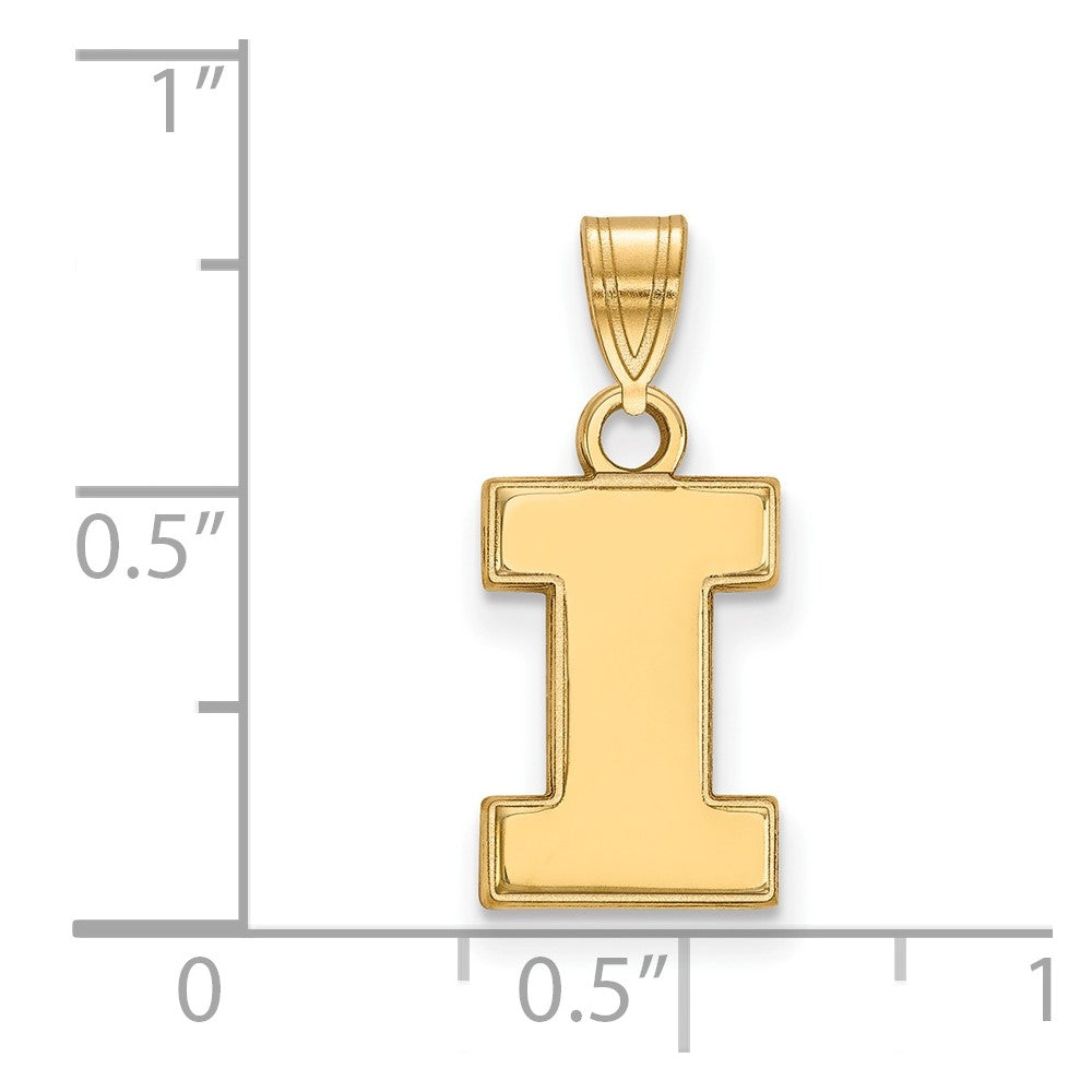 14K Yellow Gold Logoart University Of Illinois Letter I Small Pendant