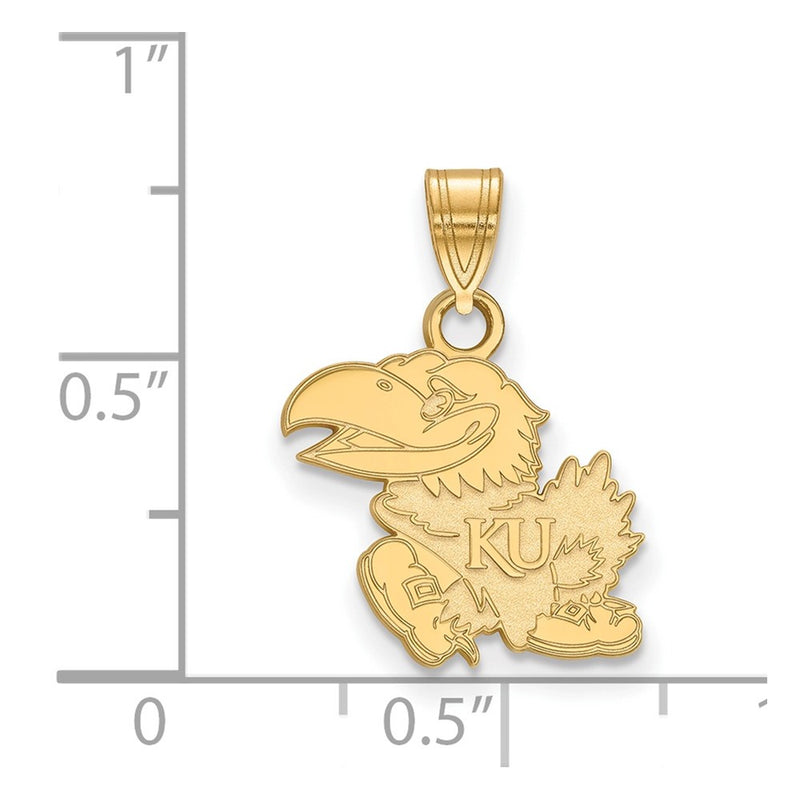 Gold Plated Sterling Silver Logoart University Of Kansas Jayhawk Small Pendant