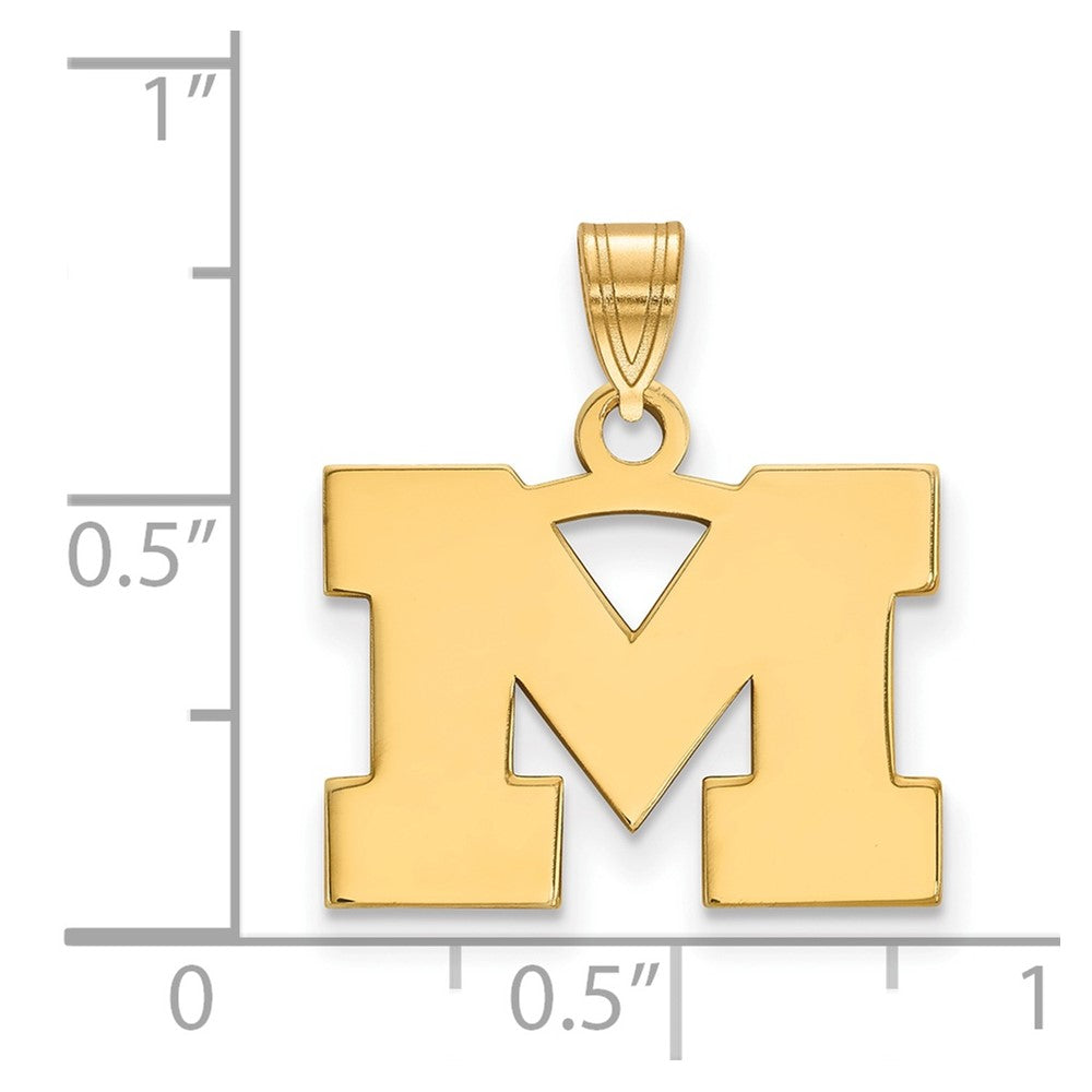Gold Plated Sterling Silver Logoart University Of Michigan Letter M Small Pendant