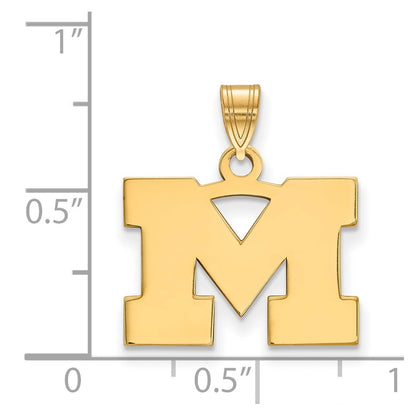 Gold Plated Sterling Silver Logoart University Of Michigan Letter M Small Pendant