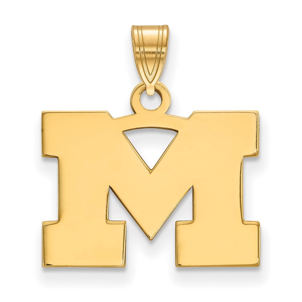 Gold Plated Sterling Silver Logoart University Of Michigan Letter M Small Pendant