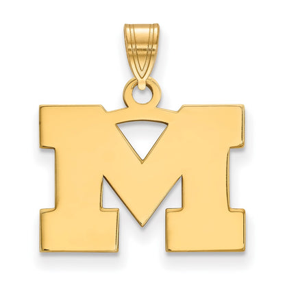 Gold Plated Sterling Silver Logoart University Of Michigan Letter M Small Pendant