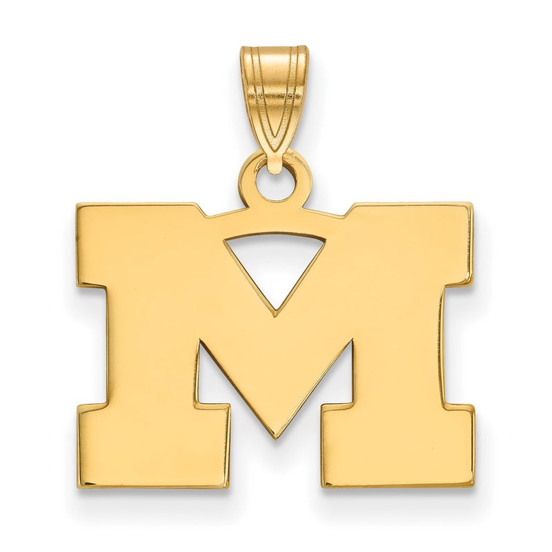 Gold Plated Sterling Silver Logoart University Of Michigan Letter M Small Pendant