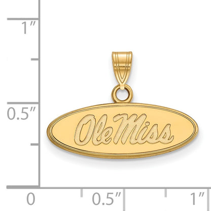 Gold Plated Sterling Silver Logoart University Of Mississippi Ole Miss Small Oval Pendant