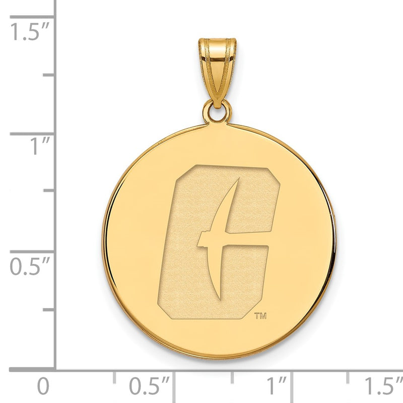14K Yellow Gold Logoart University Of North Carolina At Charlotte 49Ers Extra Large Disc Pendant