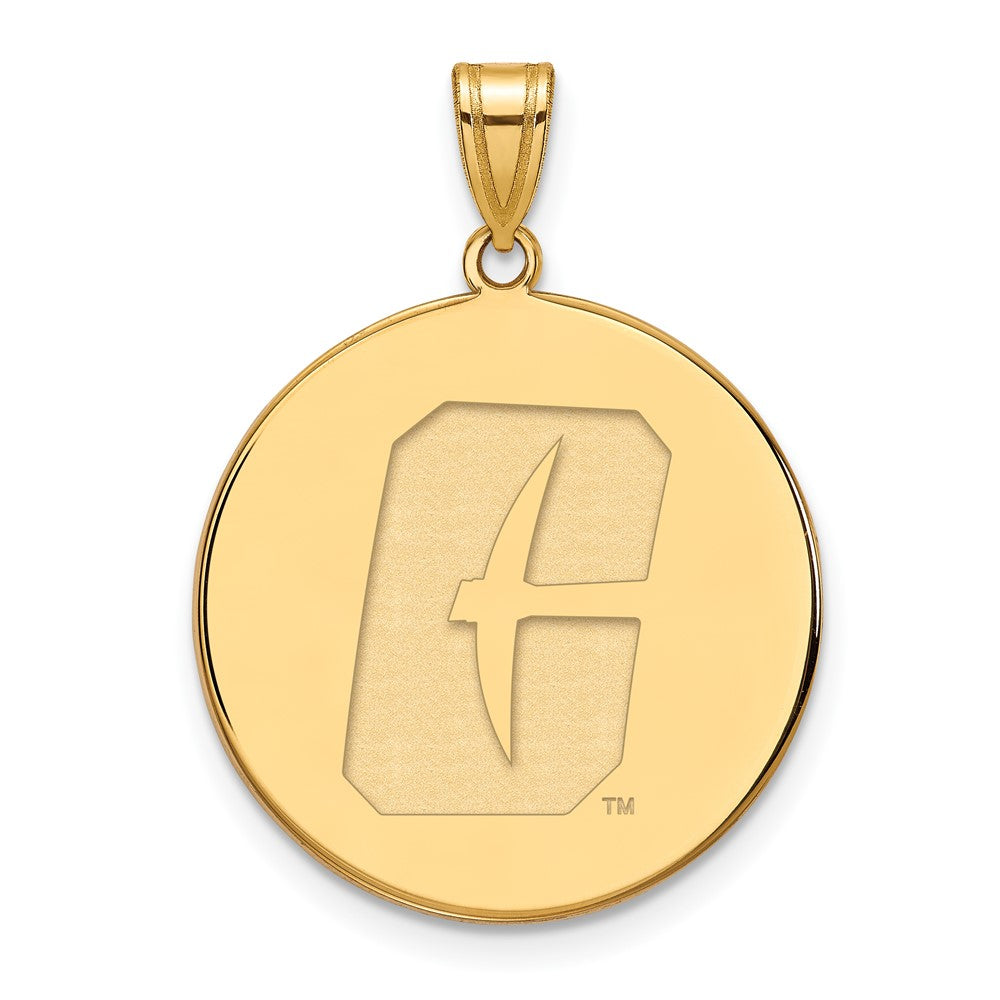 Gold Plated Sterling Silver Logoart University Of North Carolina At Charlotte 49Ers Extra Large Disc Pendant