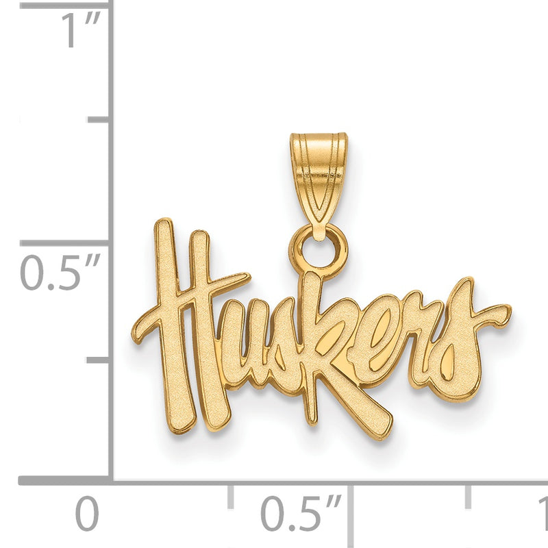 Gold Plated Sterling Silver Logoart University Of Nebraska Huskers Small Pendant