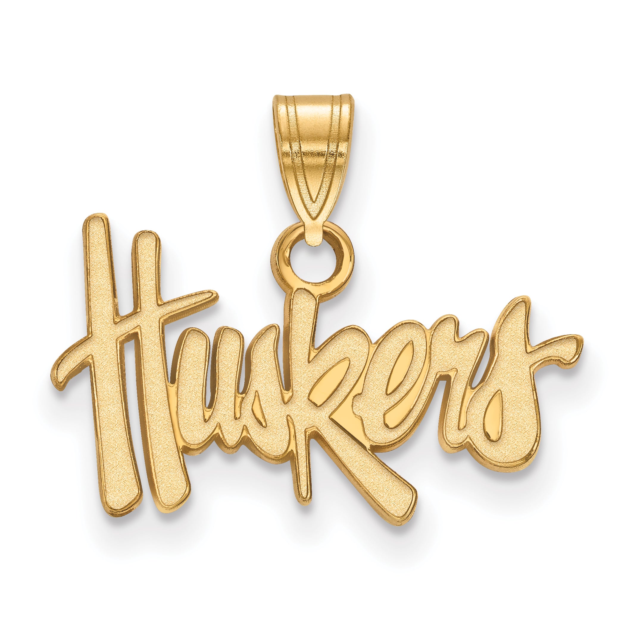 Gold Plated Sterling Silver Logoart University Of Nebraska Huskers Small Pendant