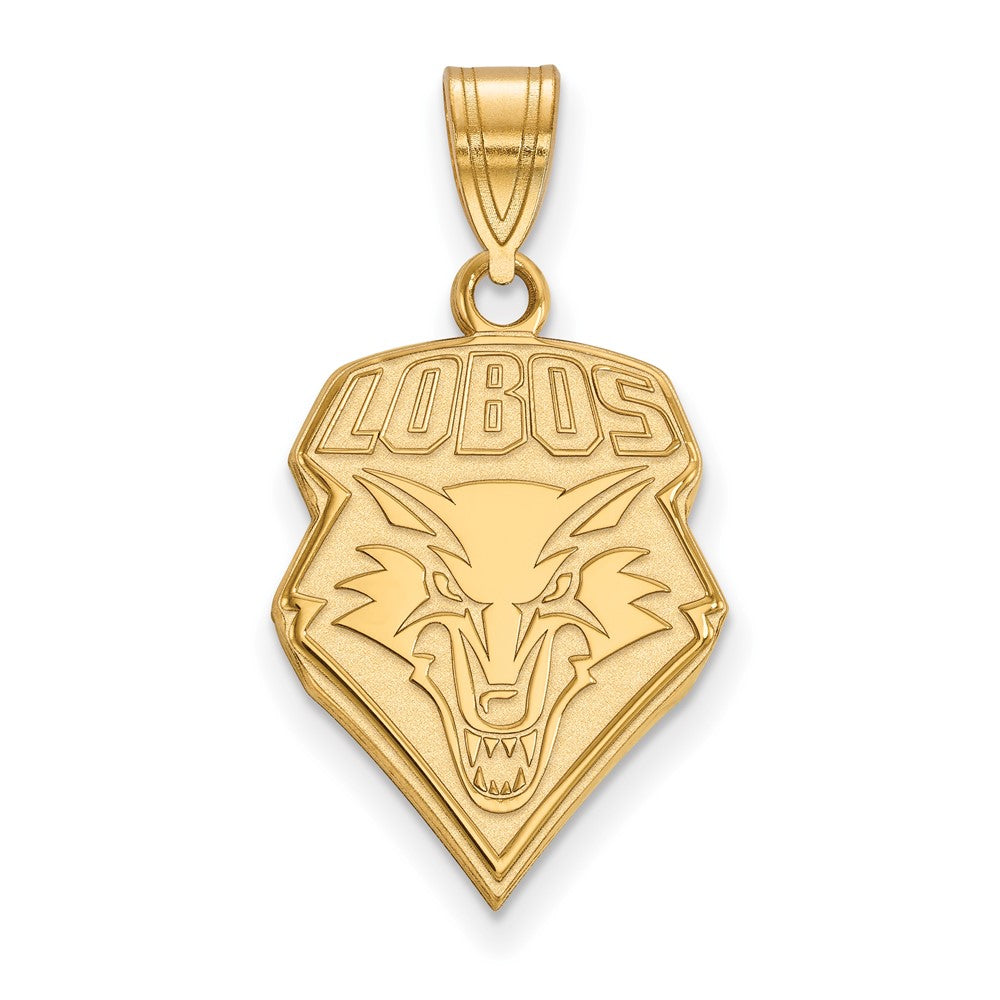 Gold Plated Sterling Silver Logoart University Of New Mexico Lobos Large Pendant