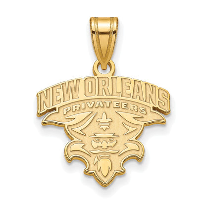 Gold Plated Sterling Silver Logoart University Of New Orleans U N O Medium Pendant