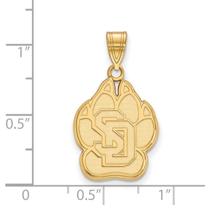 Gold Plated Sterling Silver Logoart University Of South Dakota Large Pendant