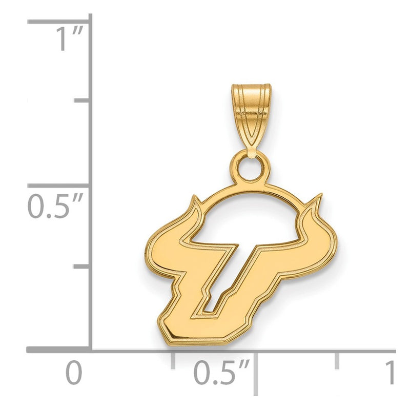 Gold Plated Sterling Silver Logoart University Of South Florida Bull Small Pendant