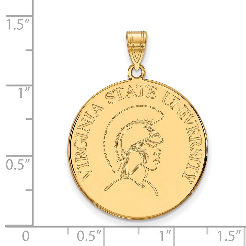 Gold Plated Sterling Silver Logoart Virginia State University Extra Large Disc Pendant