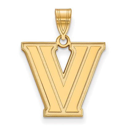 Gold Plated Sterling Silver Logoart Villanova University Letter V Medium Pendant