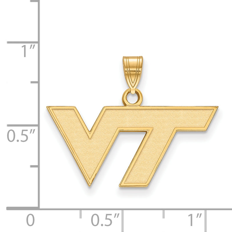 14K Yellow Gold Logoart Virginia Tech V T Small Pendant
