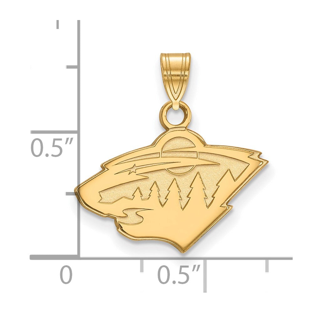 10K Yellow Gold Nhl Logoart Minnesota Wild Small Pendant