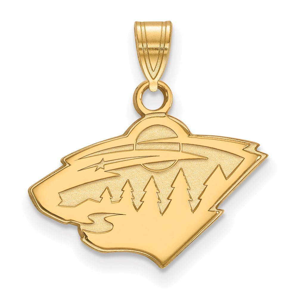 10K Yellow Gold Nhl Logoart Minnesota Wild Small Pendant